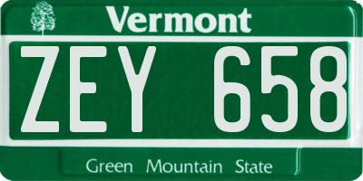VT license plate ZEY658