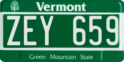 VT license plate ZEY659