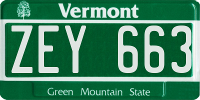 VT license plate ZEY663