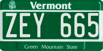 VT license plate ZEY665