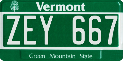 VT license plate ZEY667