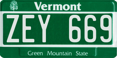 VT license plate ZEY669