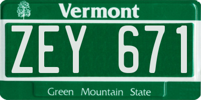 VT license plate ZEY671