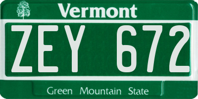 VT license plate ZEY672