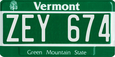 VT license plate ZEY674