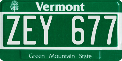 VT license plate ZEY677