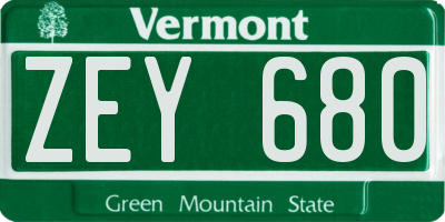 VT license plate ZEY680