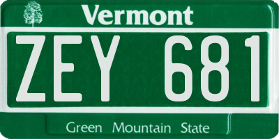 VT license plate ZEY681