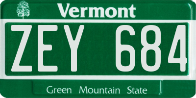 VT license plate ZEY684