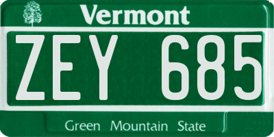 VT license plate ZEY685