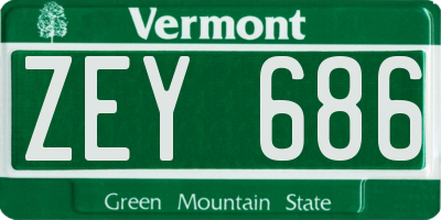 VT license plate ZEY686