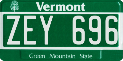VT license plate ZEY696
