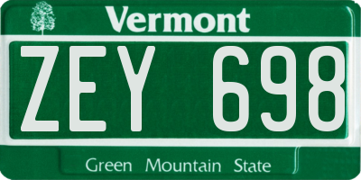 VT license plate ZEY698
