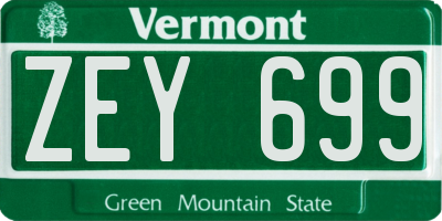 VT license plate ZEY699
