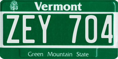 VT license plate ZEY704