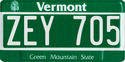 VT license plate ZEY705