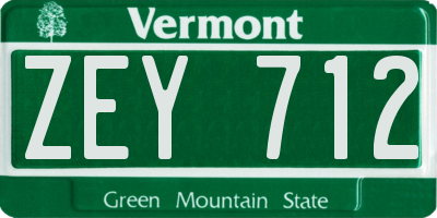 VT license plate ZEY712