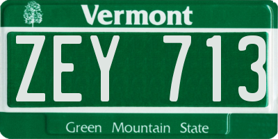 VT license plate ZEY713