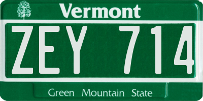 VT license plate ZEY714