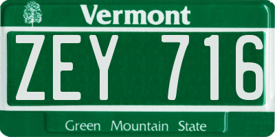 VT license plate ZEY716