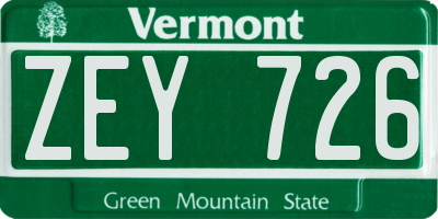 VT license plate ZEY726