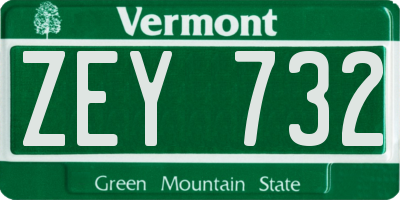 VT license plate ZEY732