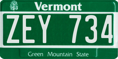 VT license plate ZEY734