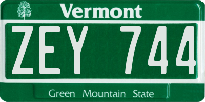 VT license plate ZEY744