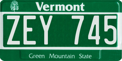 VT license plate ZEY745