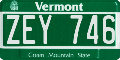 VT license plate ZEY746