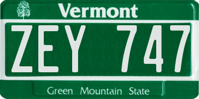 VT license plate ZEY747