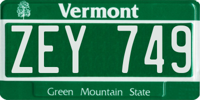 VT license plate ZEY749
