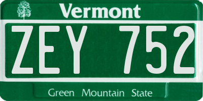 VT license plate ZEY752