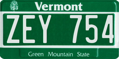 VT license plate ZEY754