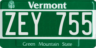 VT license plate ZEY755