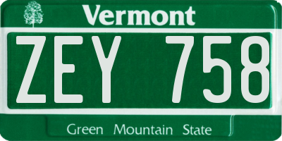 VT license plate ZEY758
