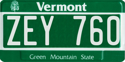 VT license plate ZEY760