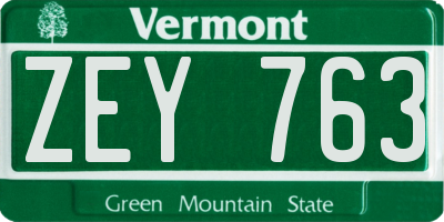 VT license plate ZEY763