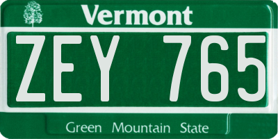 VT license plate ZEY765