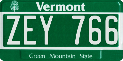 VT license plate ZEY766