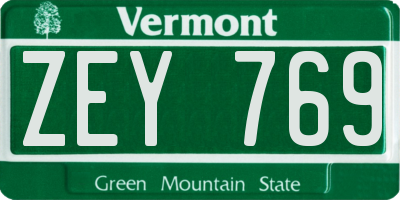 VT license plate ZEY769