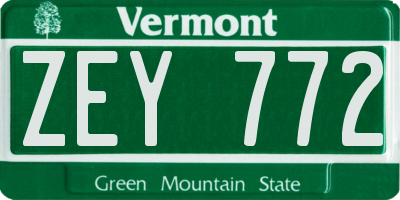 VT license plate ZEY772