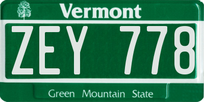 VT license plate ZEY778
