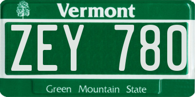 VT license plate ZEY780