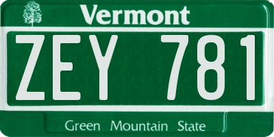 VT license plate ZEY781