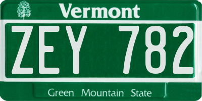 VT license plate ZEY782