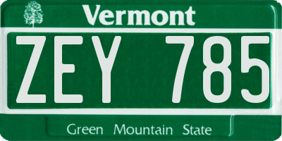 VT license plate ZEY785