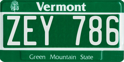 VT license plate ZEY786