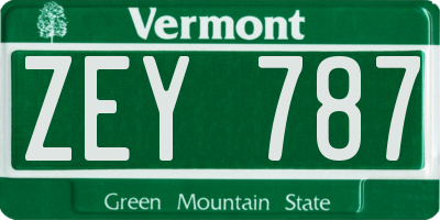 VT license plate ZEY787