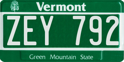 VT license plate ZEY792
